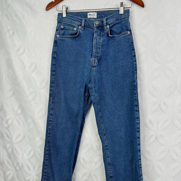 NA-KD REBORN Straight High Rise Button Fly Size 24 Ankle Jeans - Picture 4 of 8